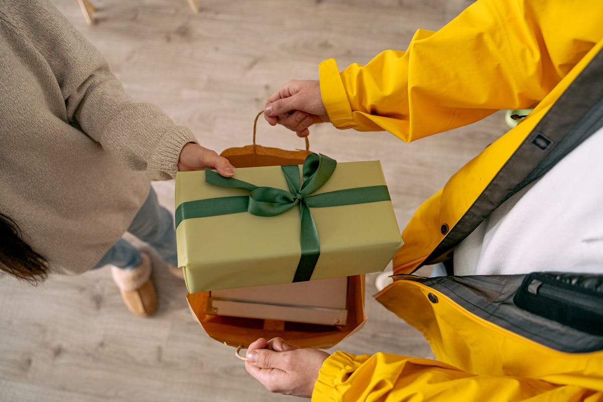 Gift being handed to a customer